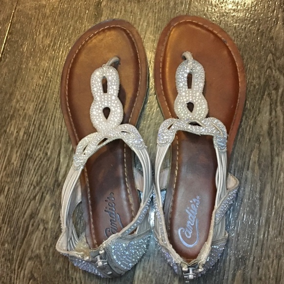 Candies Gray Dot Twist Strap Boho Sandals Women’s Size 9.5 - Picture 8 of 9